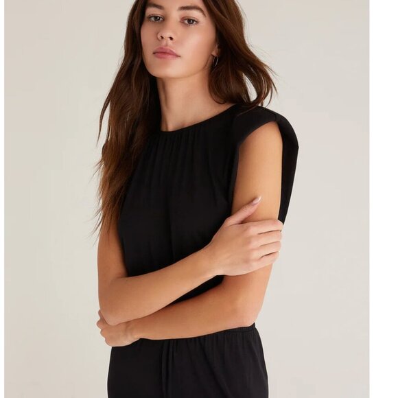 JLUXLabel Black Cotton Boat Neck Drawstring Sweatpant Minimalist Jumpsuit XS / S - Picture 2 of 7